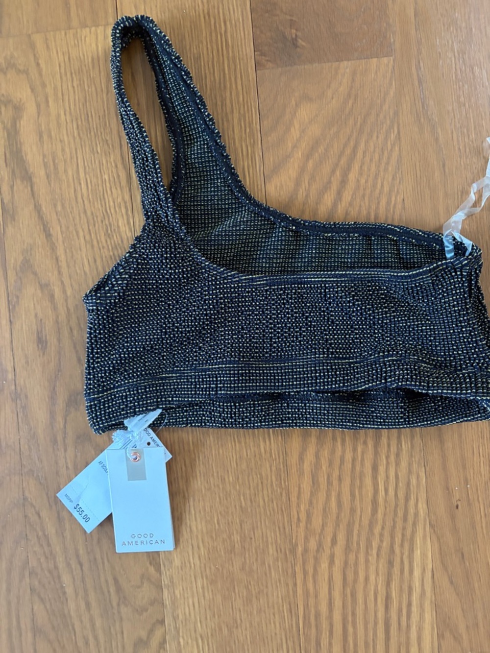 Good American One-Shoulder Black Textured Bikini XS/S - Picture 6 of 6